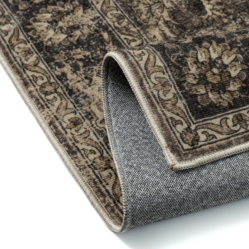 Auraloom Vintage Persian Rug with Non-Slip Backing, Runner 2' x 8', Brown