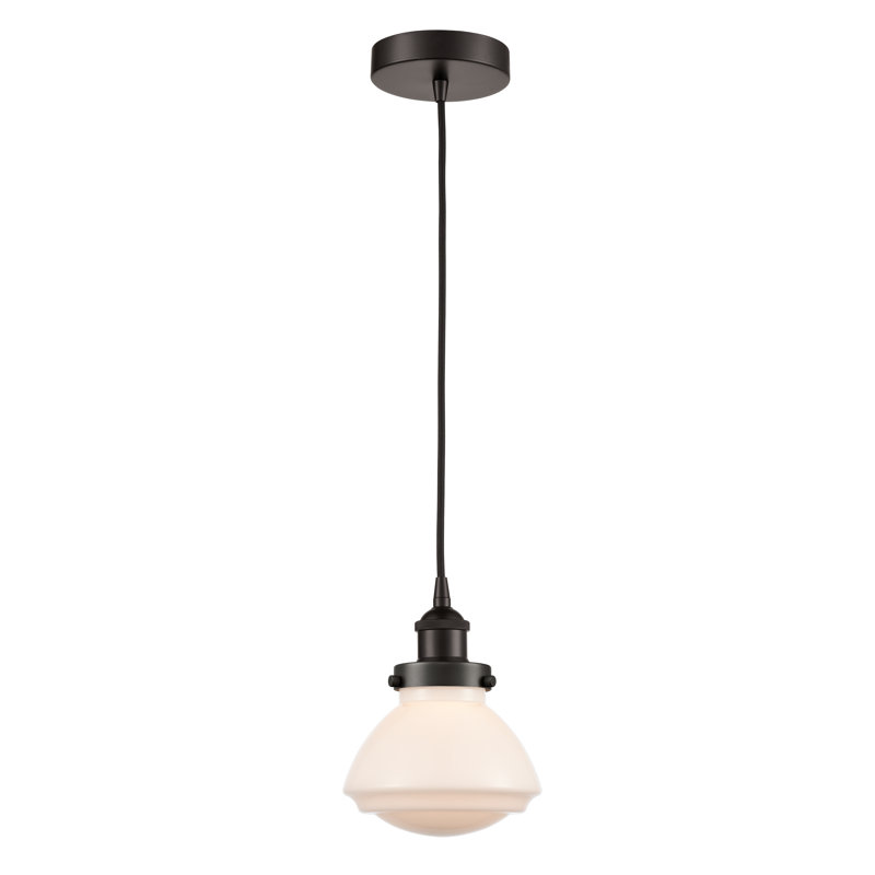 Luminaire suspendu en forme de cloche à 1 lumière Caille, Blanc, Bronze huilé
