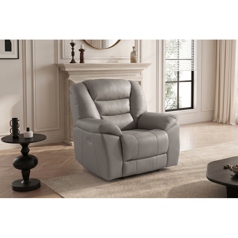 Electric 1 Seater Recliner Chair Giovanni, Grey Leather Match