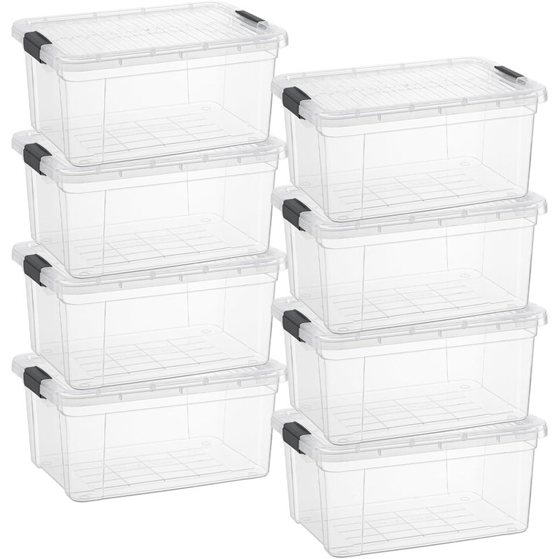 Ensemble de 8 bacs de rangement transparents Latitude Run® avec couvercles en plastique pour la maison, 3,4 pte