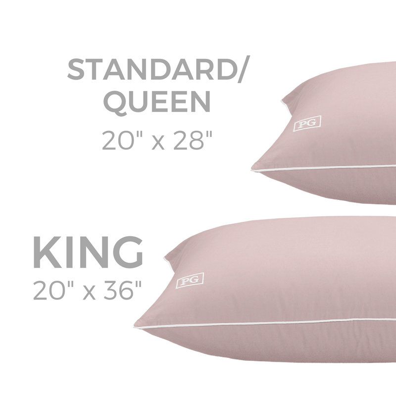 Pillow Gal - 2 Pack - Pink Cotton Percale Pillow Protector, Pink, King