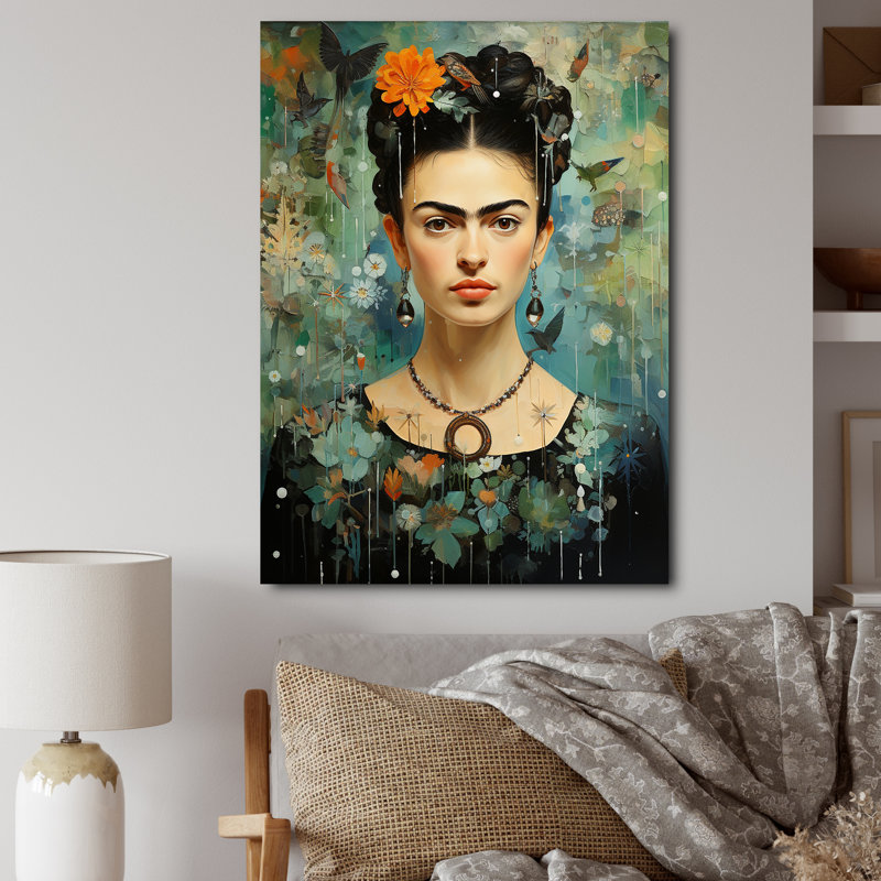 Camac sarcelle, corail, Mexique, art avec autoportrait - impression, H 40 po x l 30 po x P 1,5 po, Toile tendue