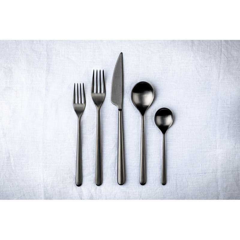 Linea 20 - Piece Stainless Steel Flatware Set - Service for 4, Ice Black Gold