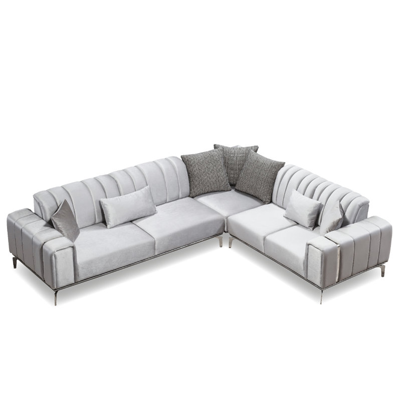 Bogumila Velvet L-Shaped Sectional Right Hand Facing