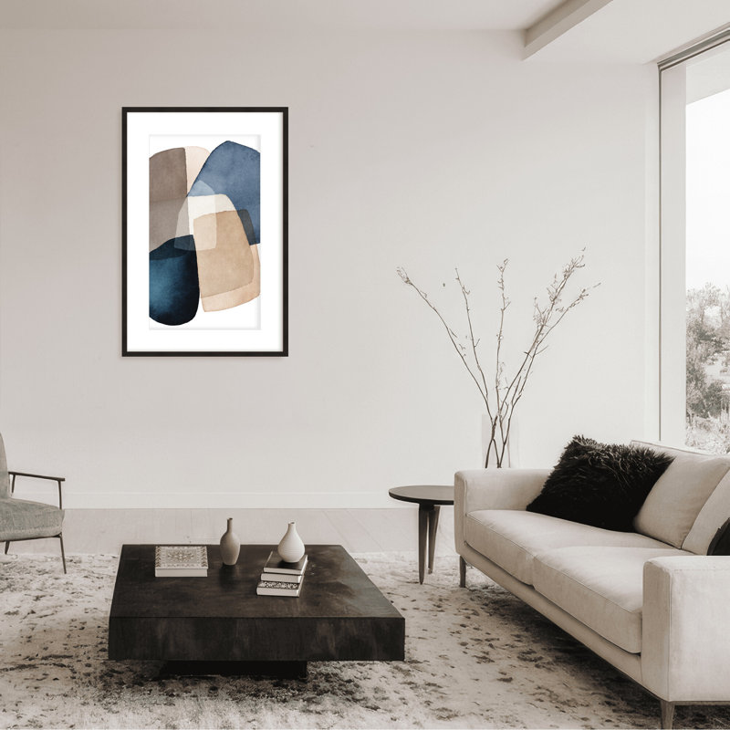 Abstract Blue Brown Blocks by  - Picture Frame Painting on Paper, 36" H x 24" W x 1.5" D, Wrapped Canvas, Does Not Apply
