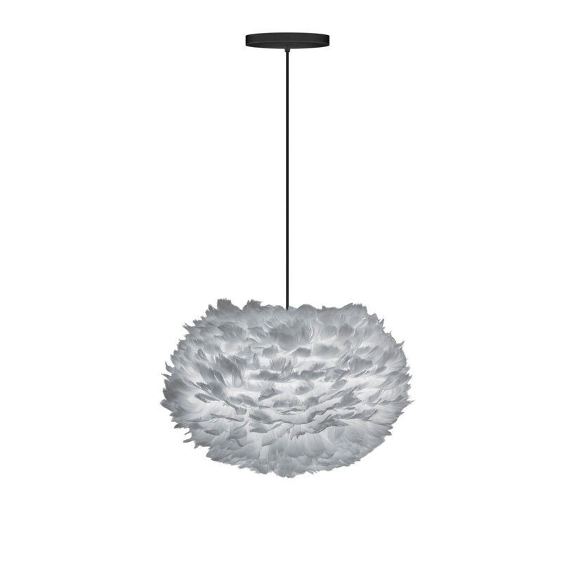 Rory 1 - Light Single Pendant, 7.9" H x 13.8" W x 13.8" D, Gray, Black