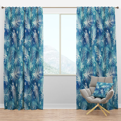 Motif avec plumes et cercles - Rideau abstrait - Velours obscurcissant - 1 panneau