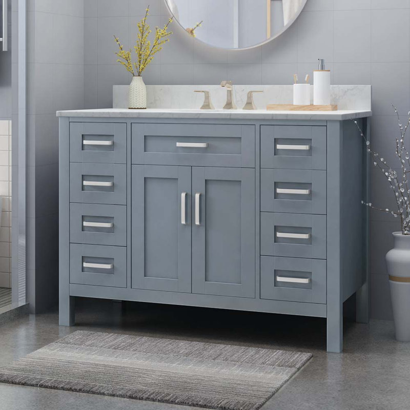 Meuble-lavabo avec plateau Sabatio, Gris