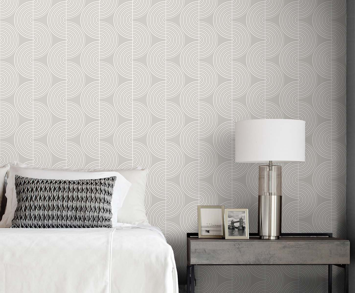 Cecile Mid-Century Peel & Stick Geometric Wallpaper, Gray