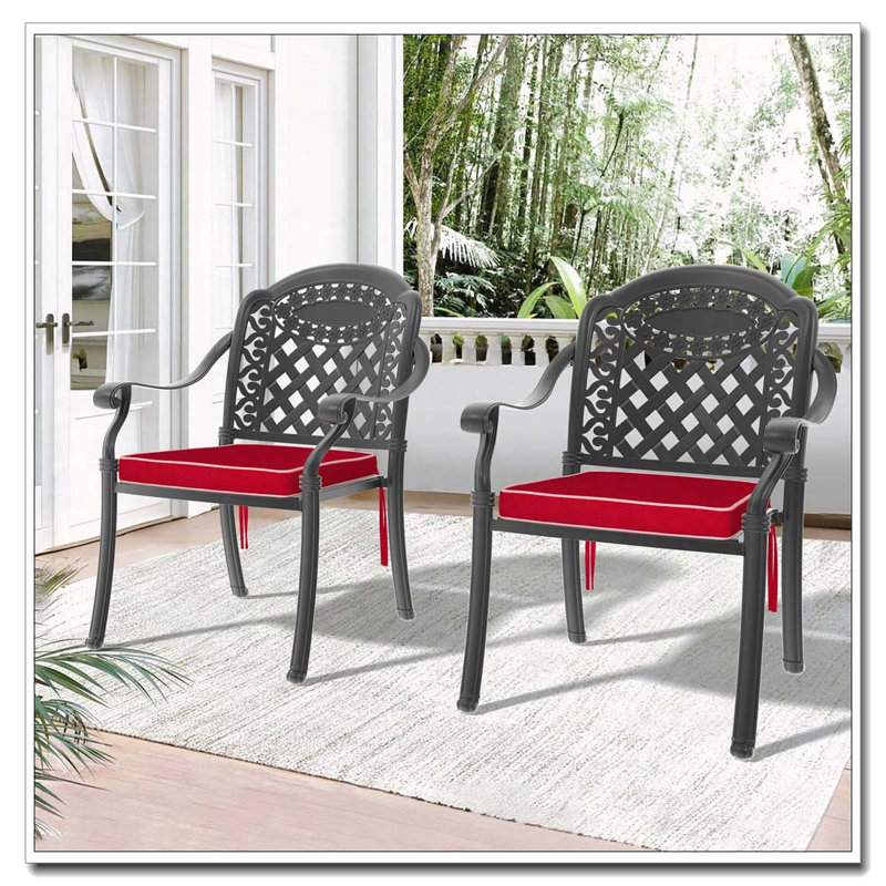 Ensemble de 2 chaises de patio en fonte d'aluminium avec finition thermolaquée et empilable