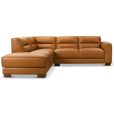 Muncie L-Shaped Sofa with Plush Cushions & Walnut Wood Legs