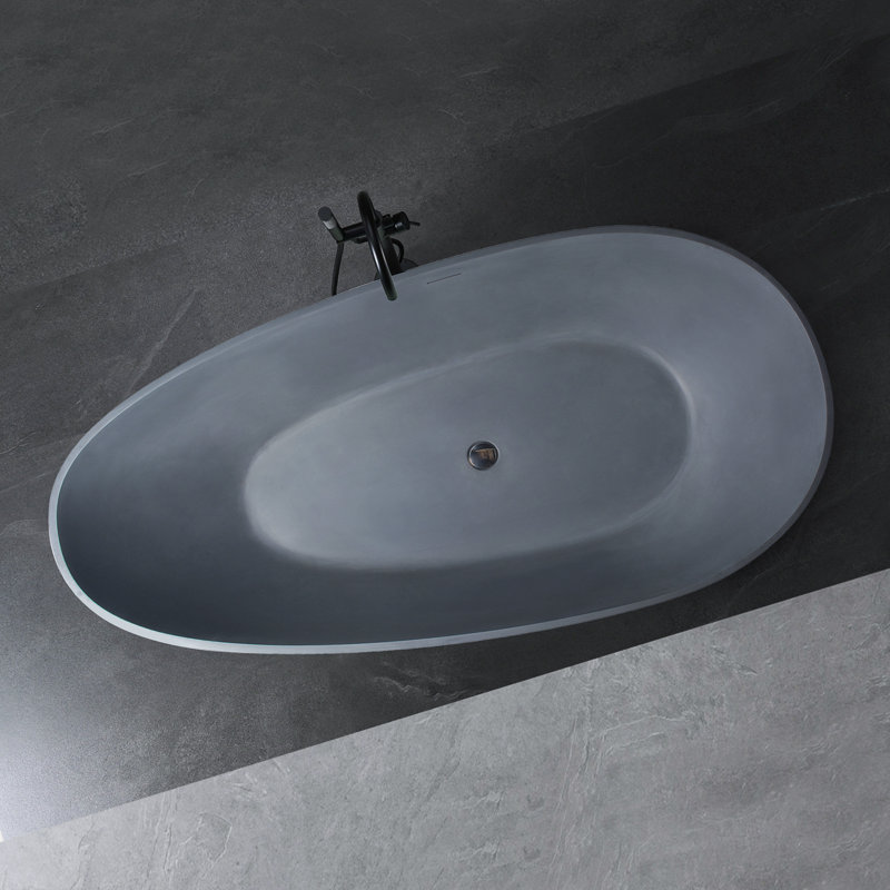 65.16'' x 33.27'' Freestanding Soaking Solid Surface Bathtub