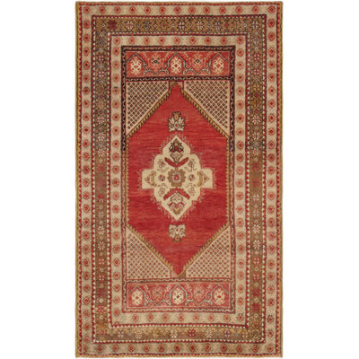 Canvello Vintage Oushak Coral Lamb's Wool Area Rug- 3'8" X 6'4"