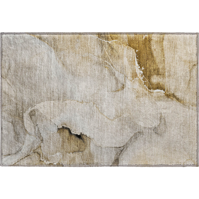 Tapis beige Cerrito AMF521 lavable à la machine de qualité supérieure, Rectangle 1 pi 8 po x 2 pi 6 po