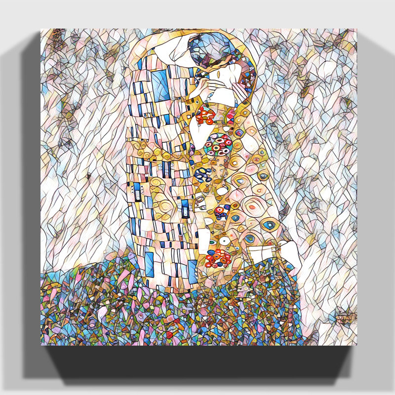 The Kiss No.2 by Gustav Klimt Art - Wrapped Canvas, 50cm H x 50cm W