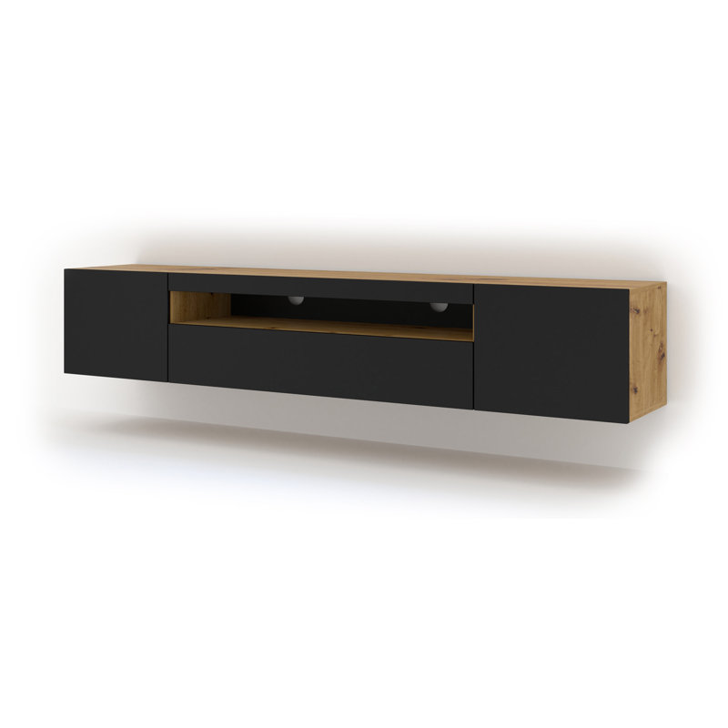 Carty TV Stand, Oak/Black Matt