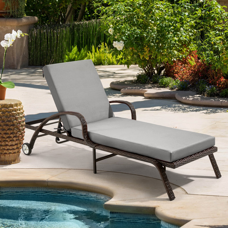 Coussin de chaise longue d'extérieur, Polyester gris, 2