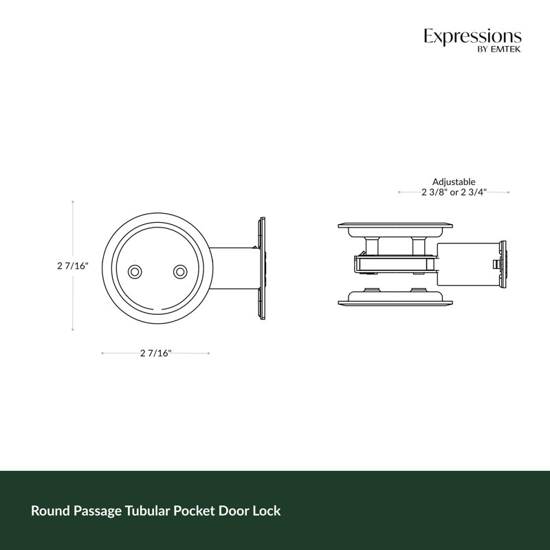 Serrure de porte à passe-tringle Expressions par Emtek, noir mat, Noir mat