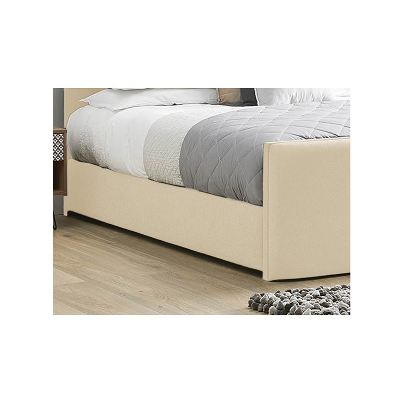 Ledley Kailua Upholstered Bed Frame - Plush Velvet with Headboard and Sprung Slats, Cream, Super King (6')