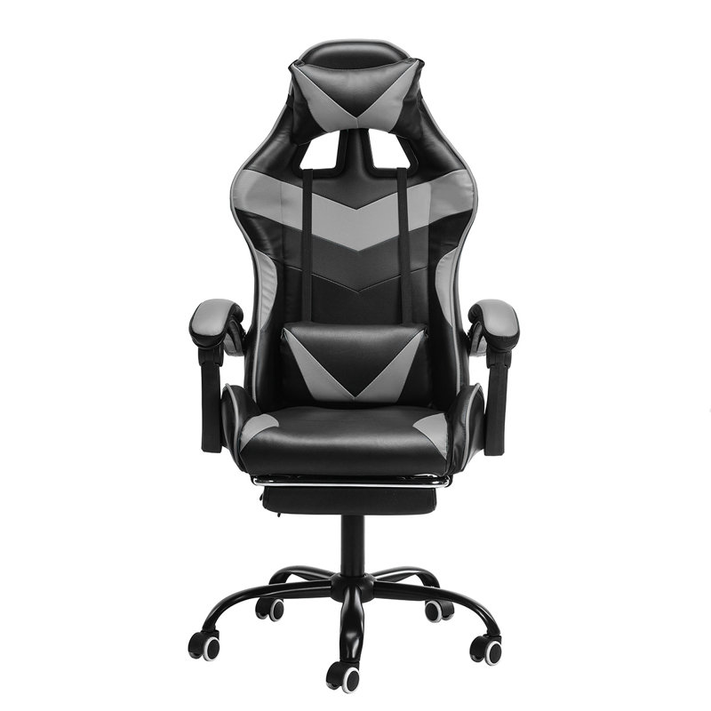 Fauteuil PC et de course avec repose-pieds, Gris foncé