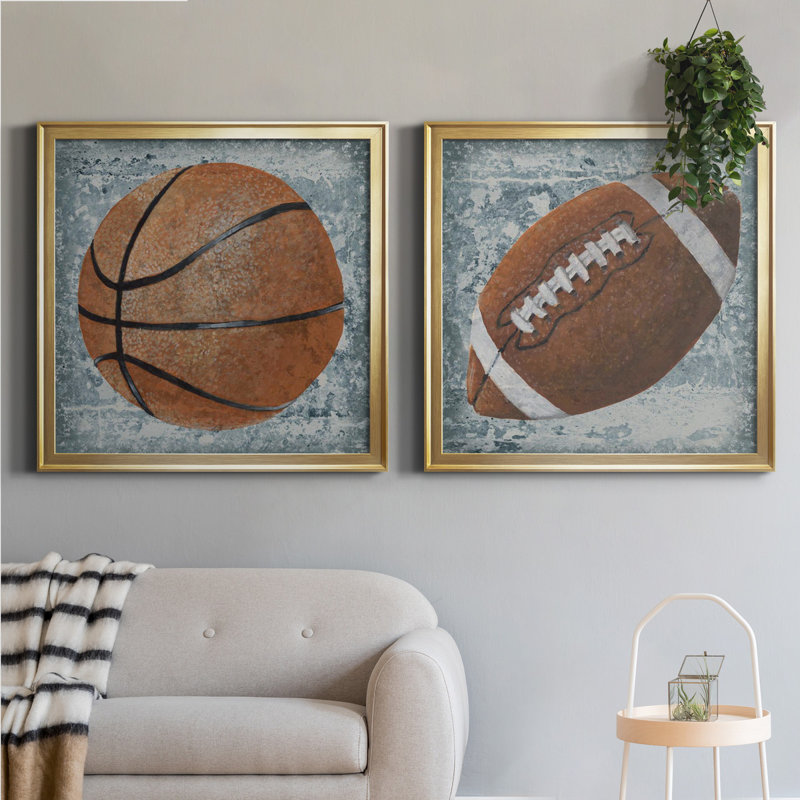 Grunge Sporting I Grunge Sporting I - ensemble de 2 impressions encadrées, H 34,5 po x l 69 po x P 1,5 po, Pas de tapis