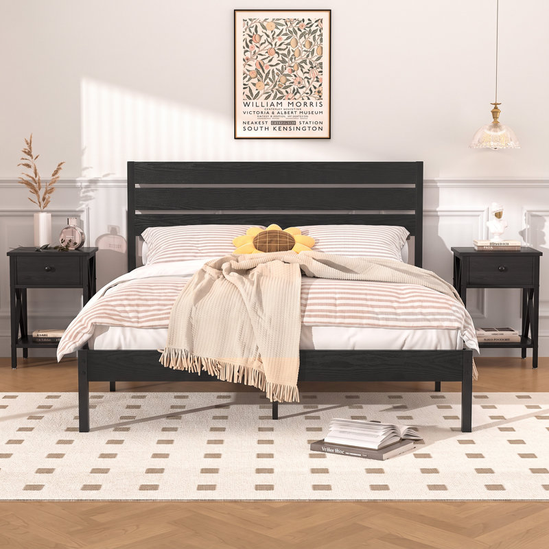 Alicia Steel Piece Bedroom Set, Black, Queen