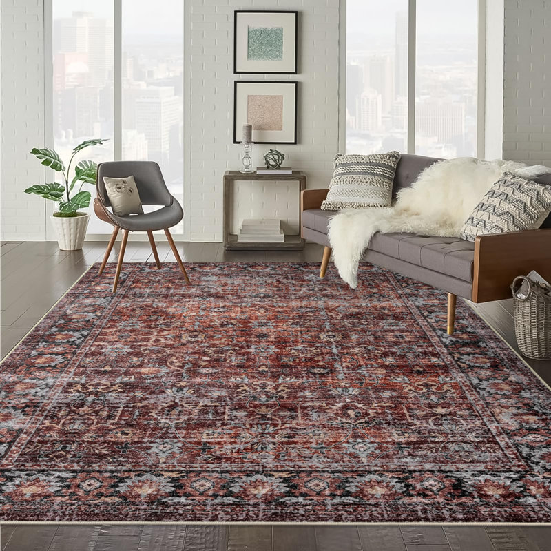  Tapis en peluche Grand Persian Bloom - Élégant accent floral avec base antidérapante