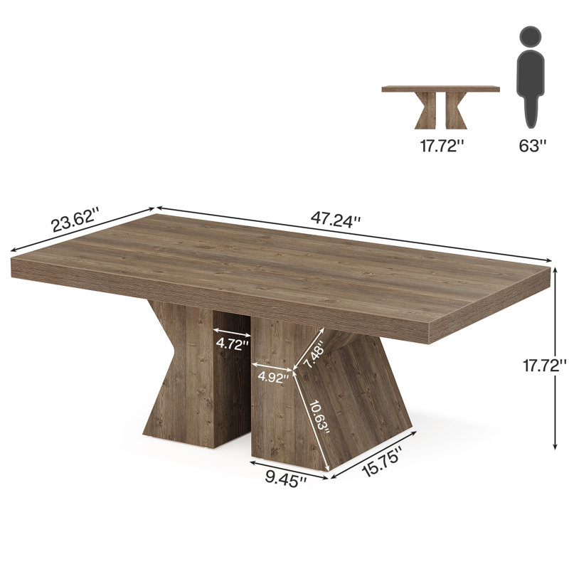 47-Inch Rectangular Wood Coffee Table, Brown
