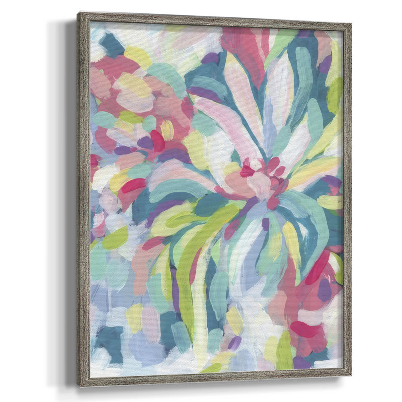 «Tropical Bloom Kaleidoscope II», reproduction encadrée - bois massif, H 11 po x l 9 po