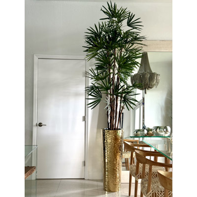 Lady Faux Palm Tree in Metal Planter