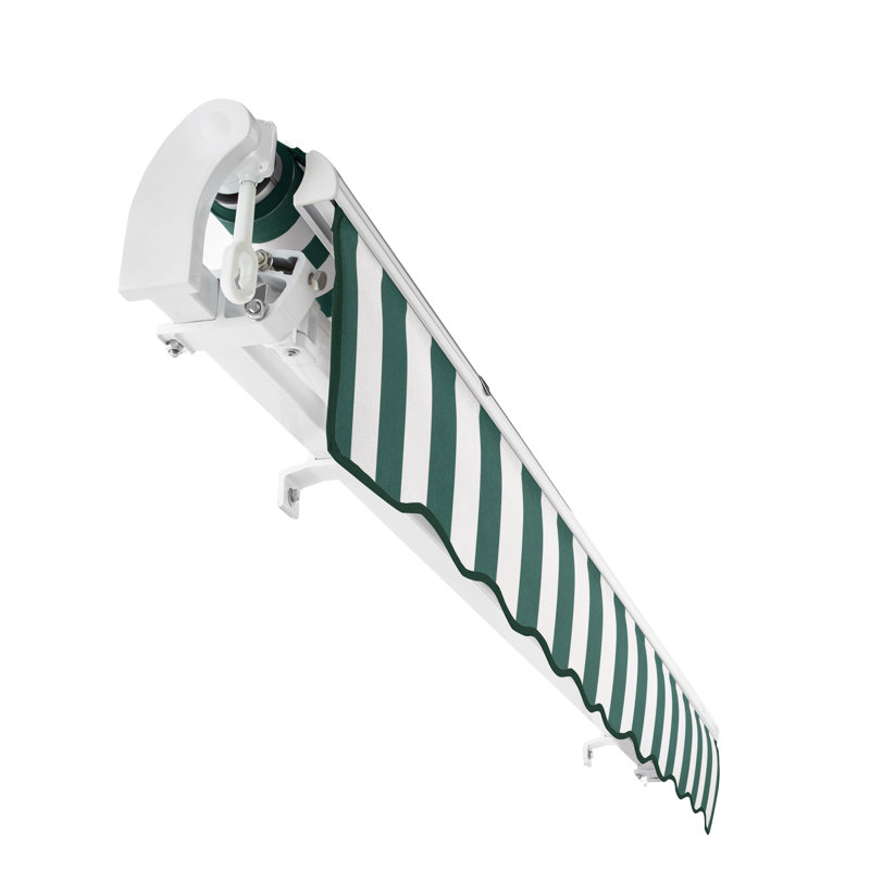 Awntech California Patio Retractable Awning, Forest Green/White, 7" H x 120" W x 96" D