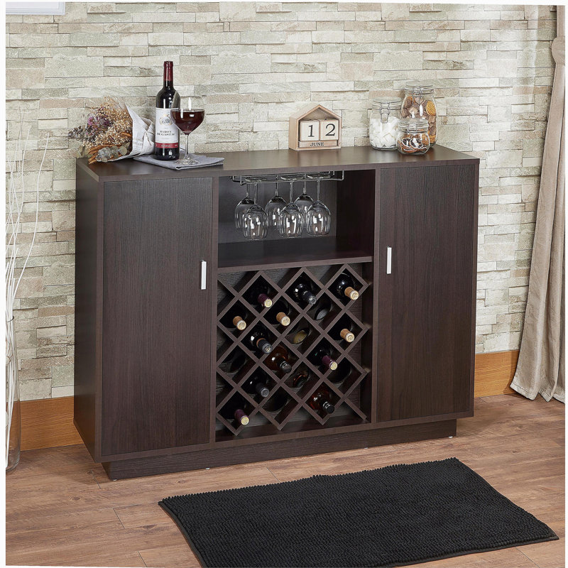 Hazen Espresso Finish Wine Cabinet