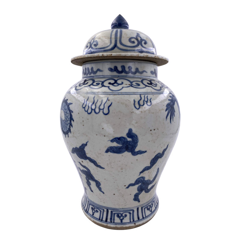 Pot en porcelaine de couleur bleu/blanc 15,5 po intérieur/extérieur