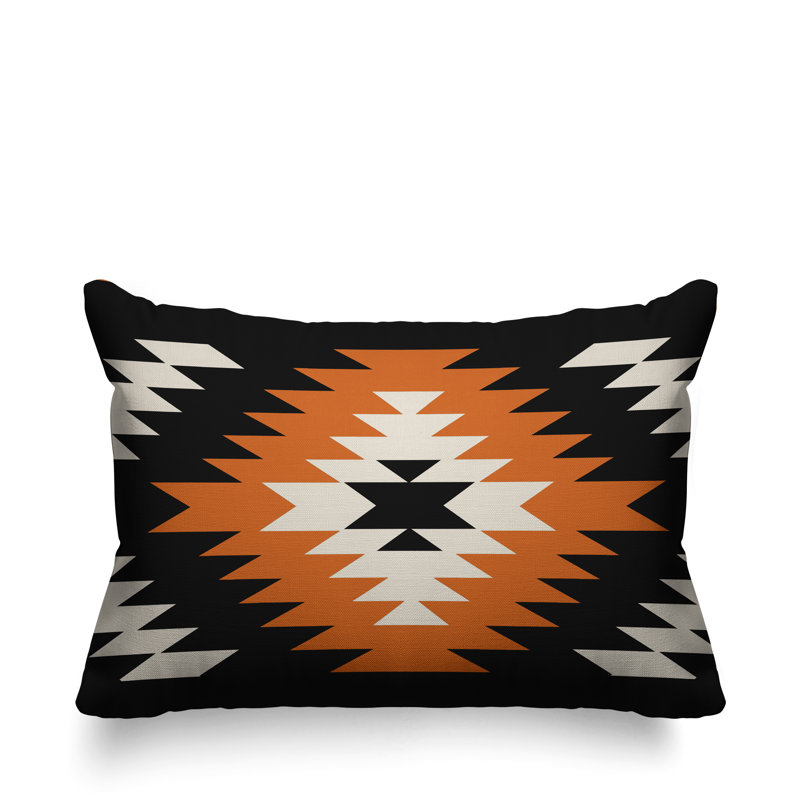 Coussin décoratif intérieur / extérieur Southwestern, Orange, H 14 po x l 20 po