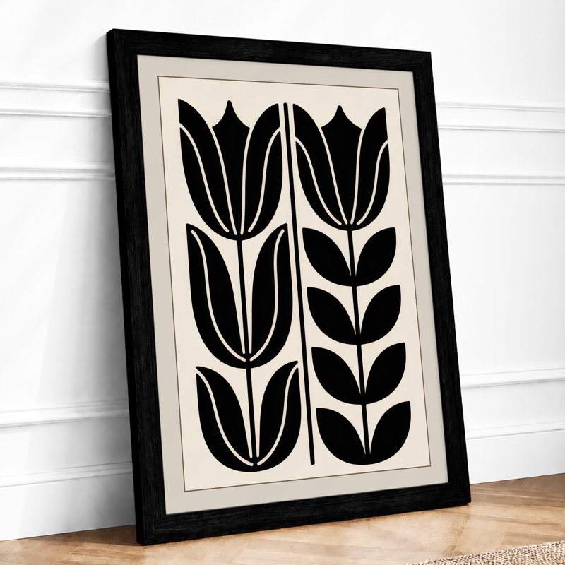 Geometric Botanicals Botanical - Framed Print, Black, A4 - 29.7 x 21.0 cm