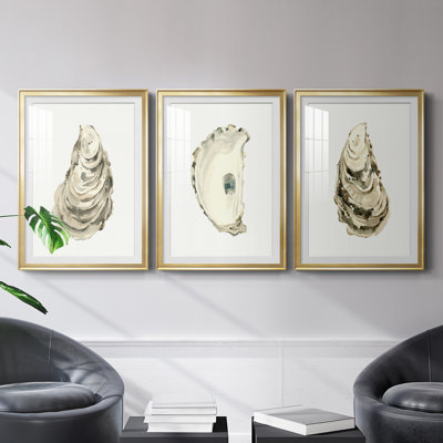 " Neutral Oyster Study I " 3 - Pieces Painting Print
