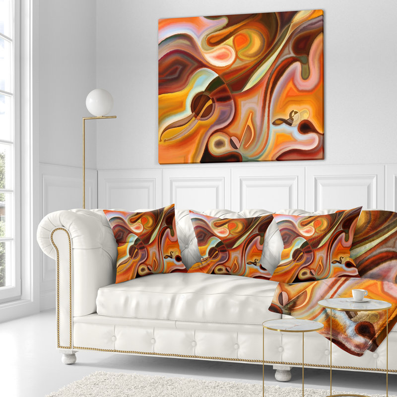 Abstract Brown and Orange Polyester Throw Pillow