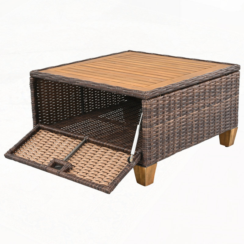Ensemble 8 pièces de mobilier d'extérieur en osier avec coussin épais, Coussin bleu / cadre brun foncé