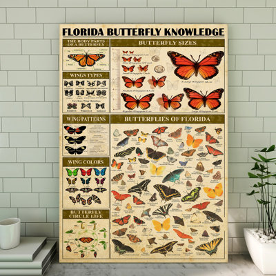 «Florida Butterfly», galerie d'art sur toile tendue - décor animalier rouge et noir