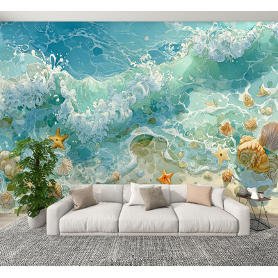 Papier peint adhésif autocollant Serene Seashore Watercolor Seashells