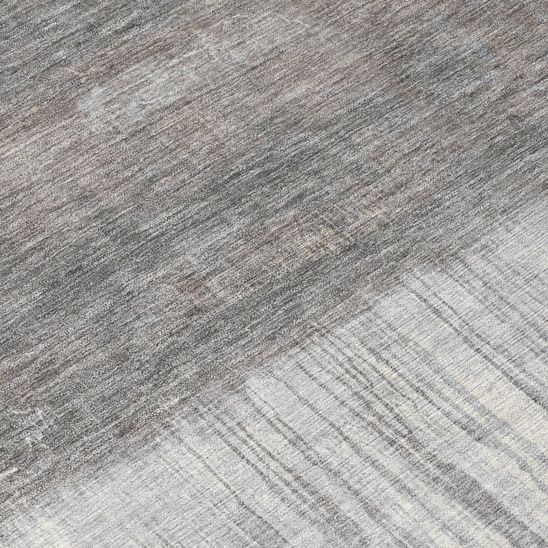 Tapis extérieur lavable abstrait taupe et gris 5 pi x 8 pi