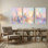 Abstract Abstract Cityscape Pastel Colours Reflection Water Skyline Artwork Set of 3 Canvas Wall Art Prints