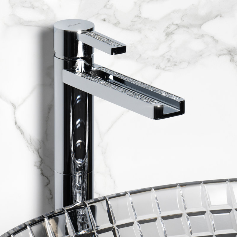 Capri Swarovski Crystal Single-Hole Single-Handle Bathroom Faucet, Polished Chrome