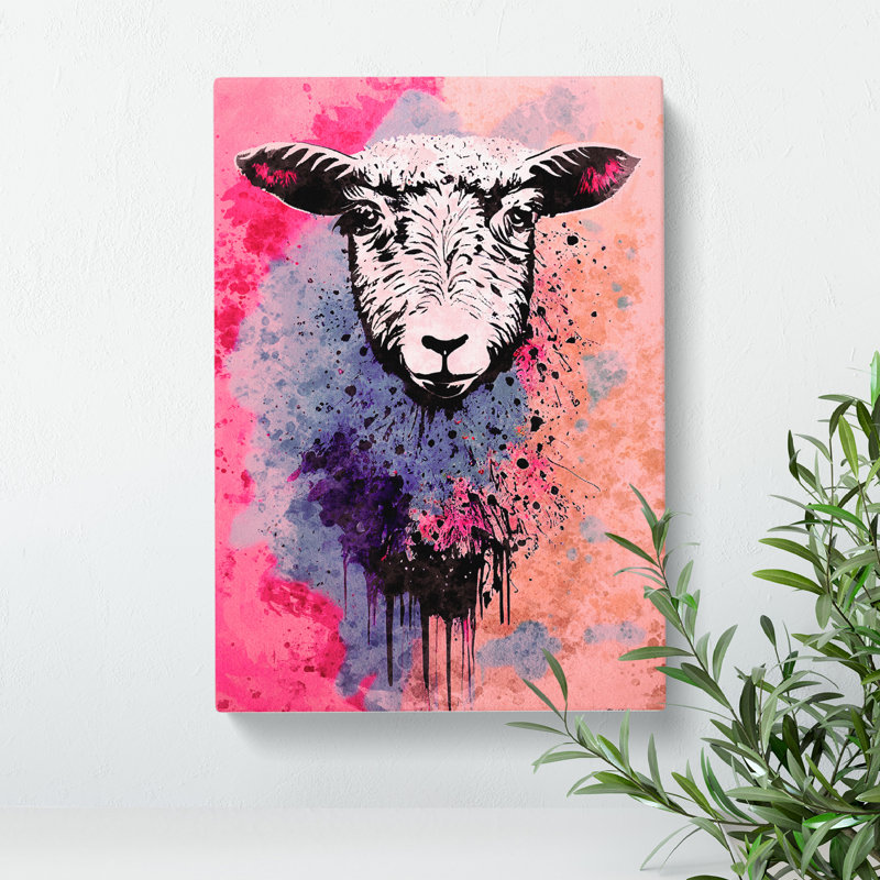 Sheep Paint Drip No.4 - Wrapped Canvas, 76cm H x 50cm W x 3cm D