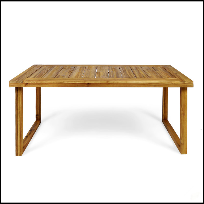Table de salle à manger d'extérieur en bois d'acacia de 69 pouces, finition sablée naturelle, durable et résistante aux intempéries pour une utilisation toute l'année