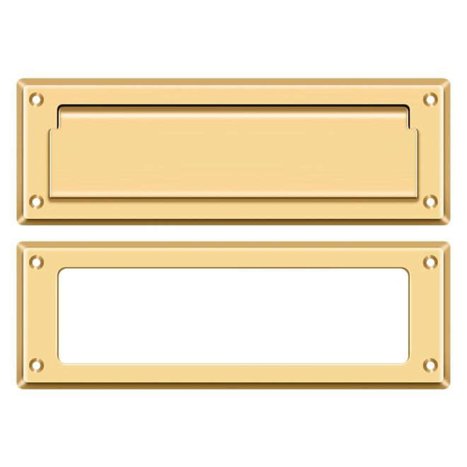 0C802F64DAF44145B9013AC149FB9C68 Fente de courrier 8-7 / 8 "avec cadre intérieur en laiton poli PVD