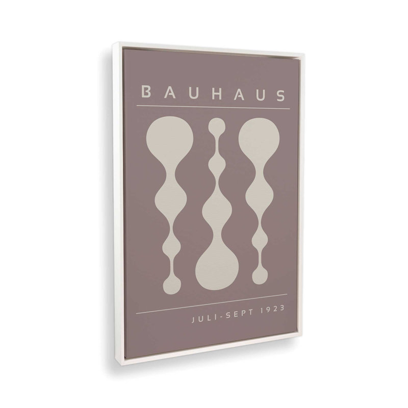 Affiche rétro Bauhaus II , H 36 po x l 24 po, Toile chaude avec cadre flottant taupe, Blanc opaque