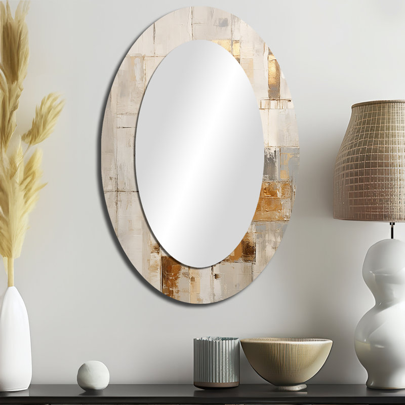 Minimalisme moderne scandinave sérénité Art III - Miroir mural moderne ovale, 36 po x 24 po