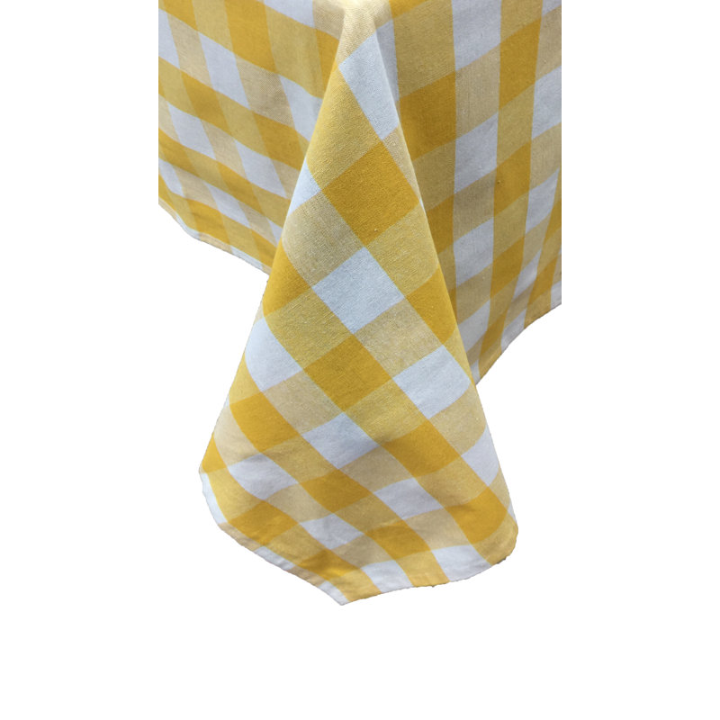 Knopp Plaid 100% Cotton Tablecloth, Yellow, 60" W Round