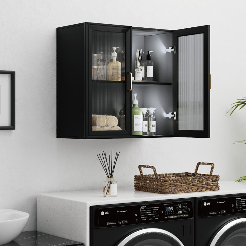 Armoire murale 24 po 2 portes 2 portes, Noir